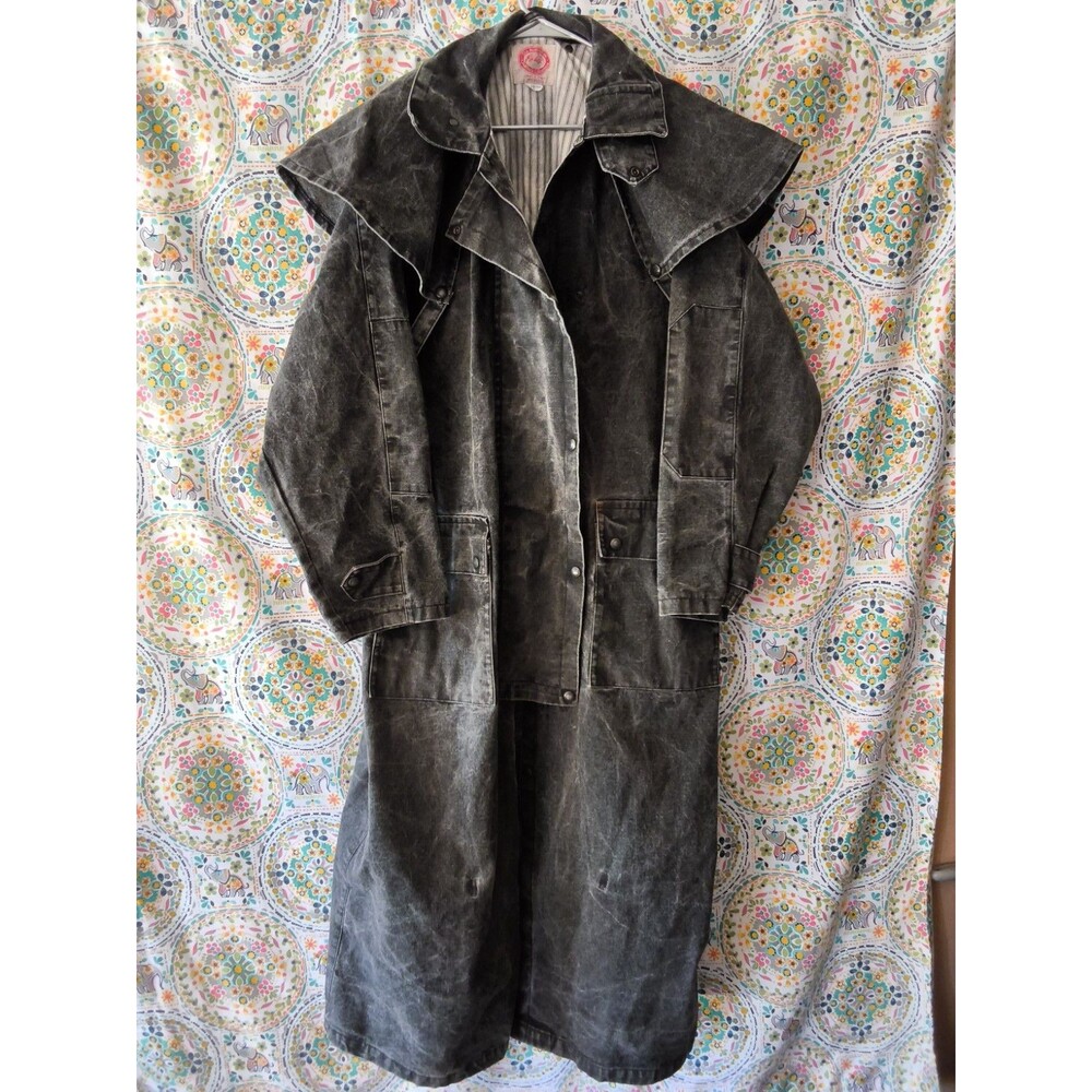 The Australian Outback Collection Duster Jacket Men's XL Black Denim Vintage